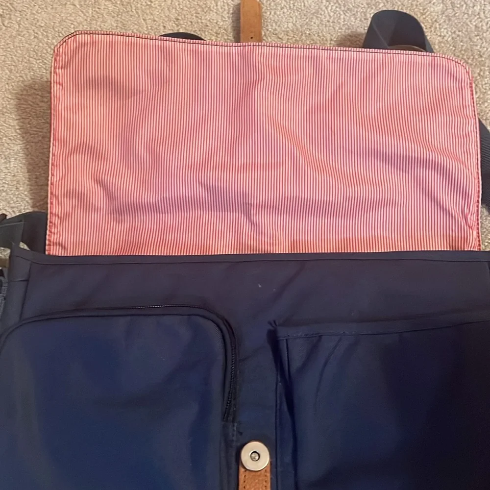 Herschel Supply Company Navy Messenger Bag with Brown Strap